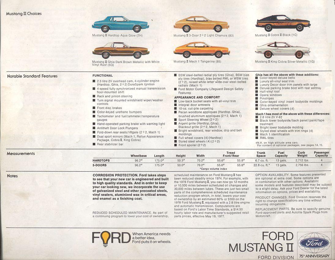 1978 Ford Mustang II Brochure Page 11